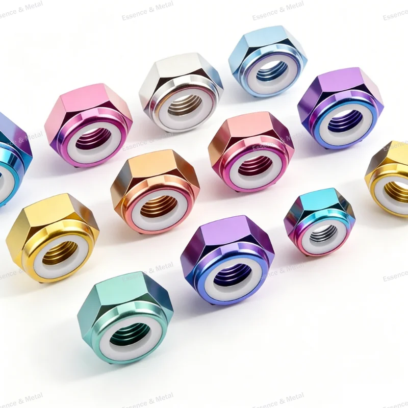 5/10PCS DIN985 Titanium Alloy Hexagonal Nylon Nut M5 M6 M8 M10 M12 Nylon Lock Nut Self-Locking Lock Nut Motorcycle Modification