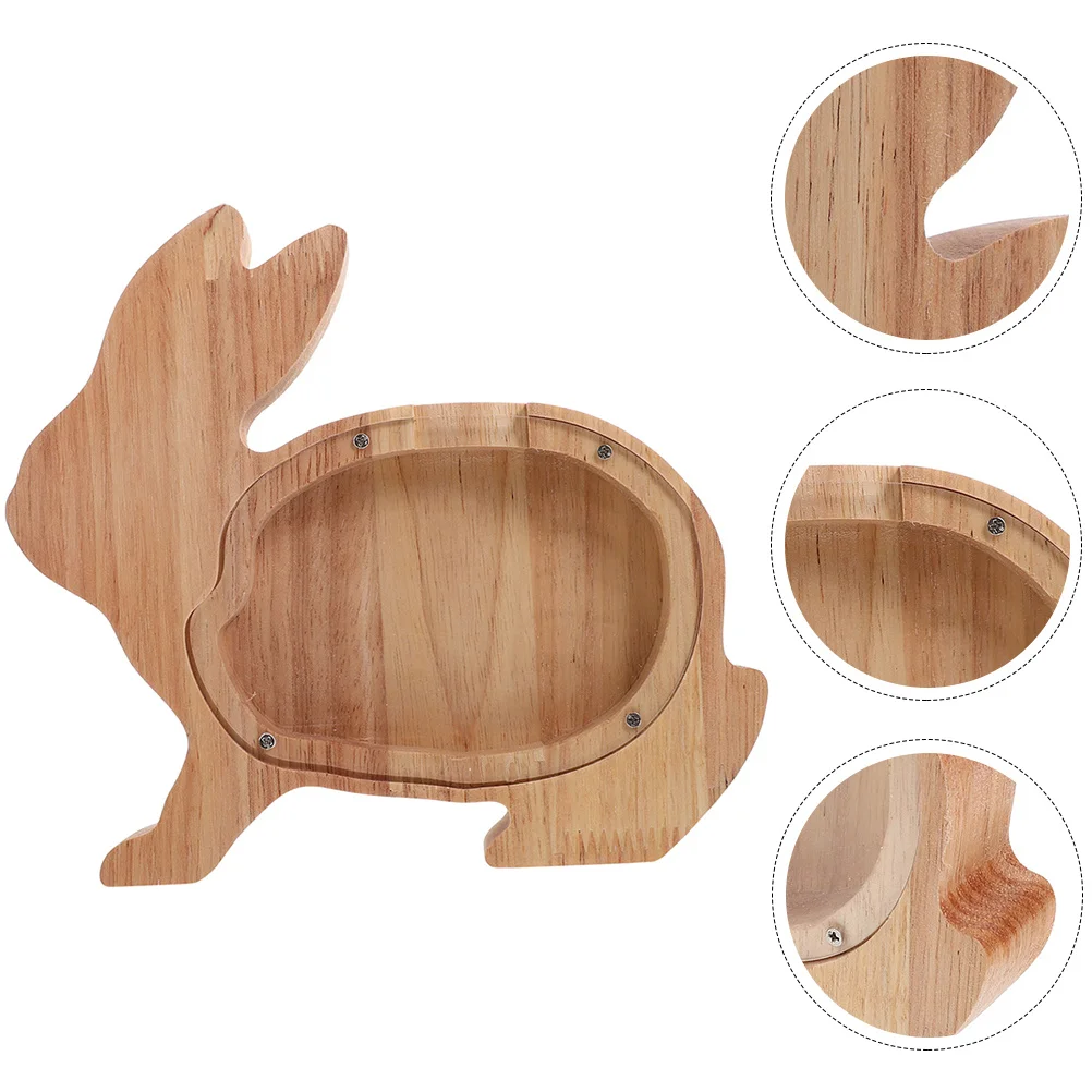 

Wooden Rabbit Animal Piggy Bank Creative Durable Coin Bank Kids Money Saving Box Birthday Gift Home Decoration