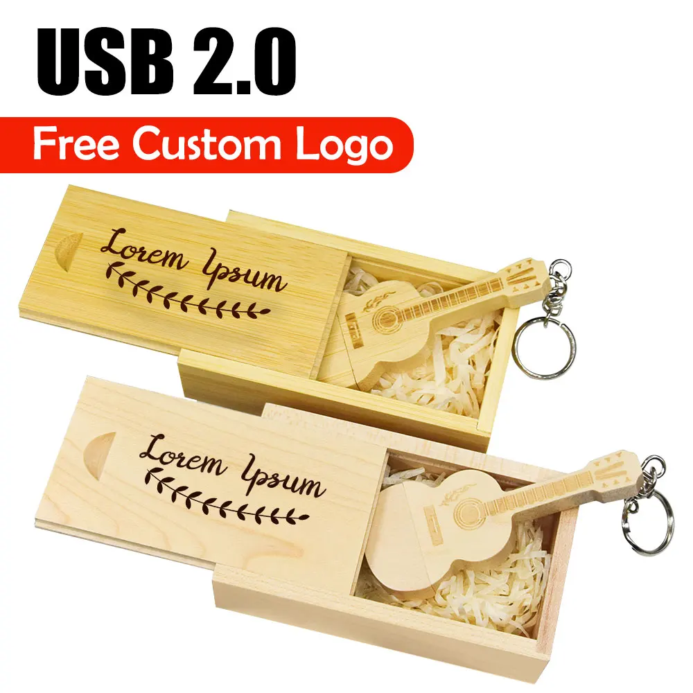 

USB-накопитель в форме гитары, деревянная коробка, музыкальная многофункциональная флэш-накопитель, креативный подарок, 64 ГБ, 128 ГБ, USB