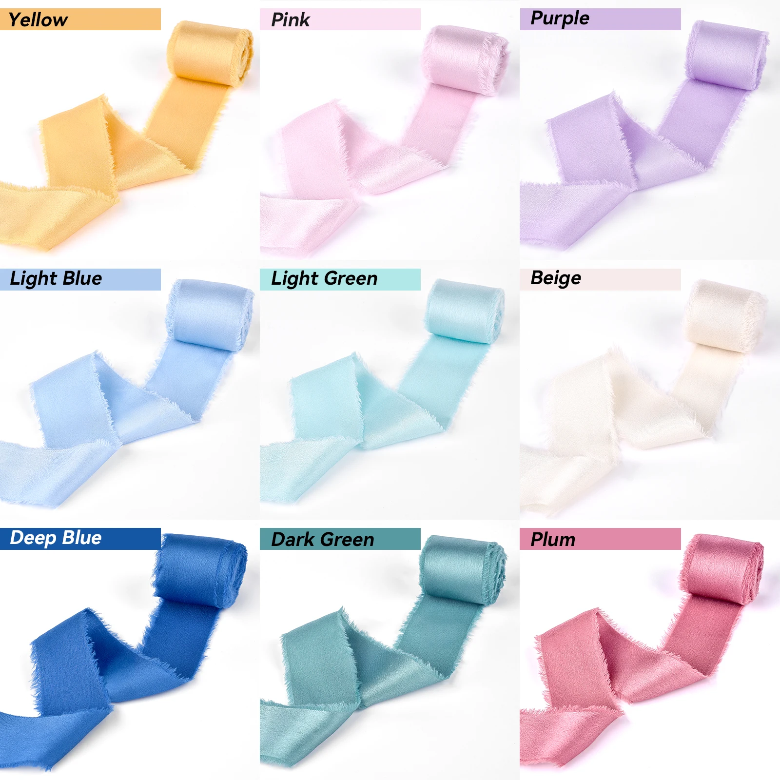 4 سنتيمتر * 5 ياردة اليد ممزقة حافة الساتان المتوترة الشريط البوليستر السلس لينة ل بطاقات المعايدة الزفاف باقات الهدايا التعبئة والتغليف ديكور