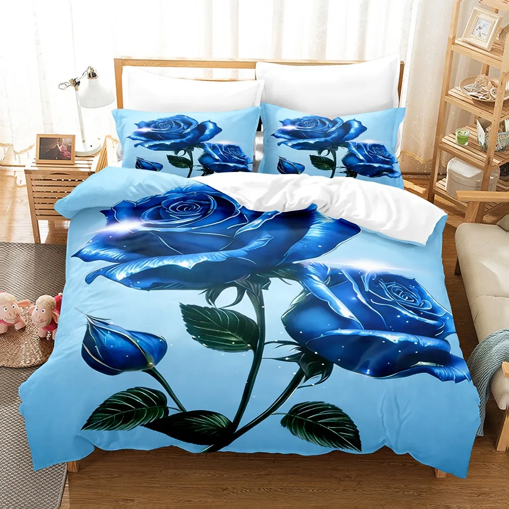 3pcs Valentine'S Day Romantic Rose Love Pattern Duvets Cover Set,valentines Day  Pattern and 1/2pcs pillowcase girls roomDecor