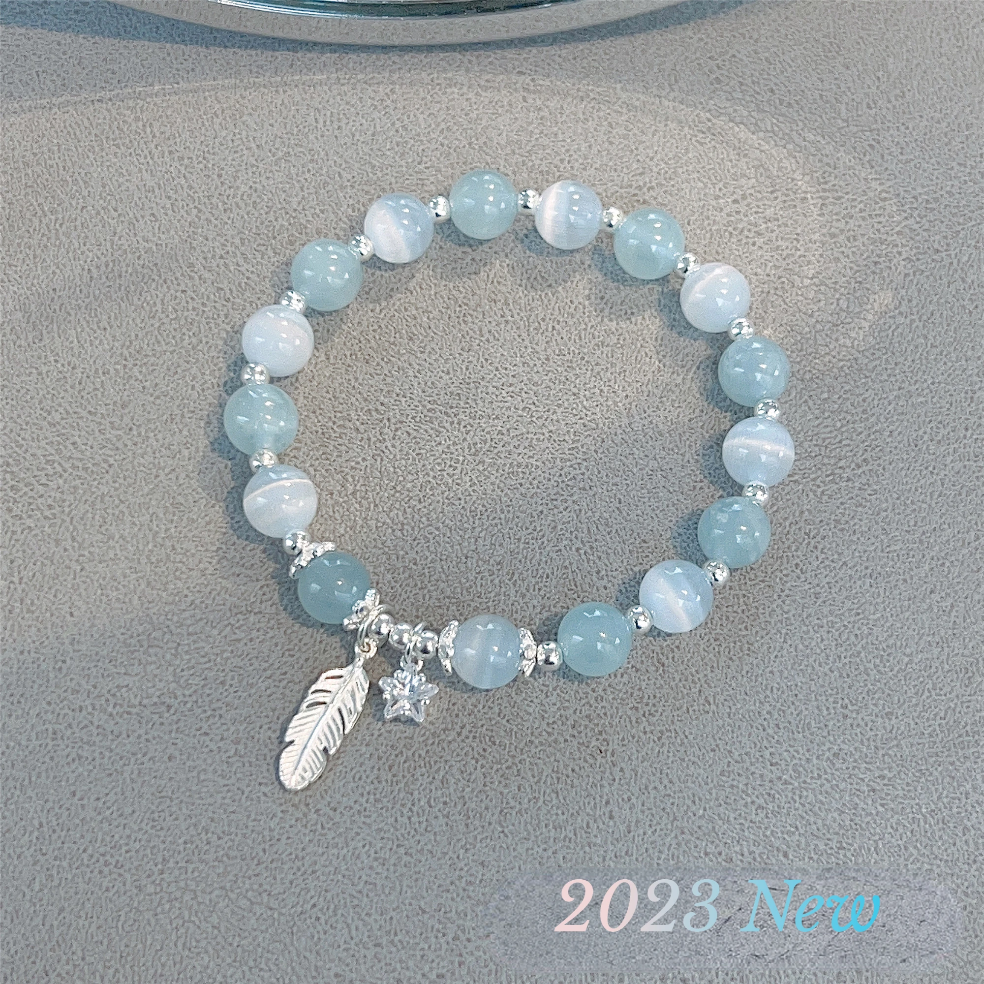 Natural Crystal Bracelet For Women Opal Moonstone Bracelet Cute Star Leaf Pendant Handmade Beaded Friendship Bracelet Jewelry