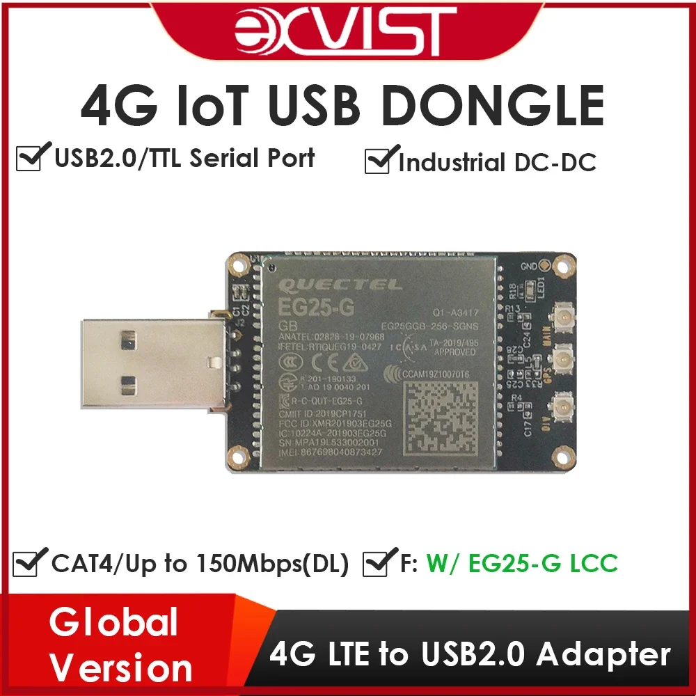 4G LTE USB Dongle W/EG25-G SIM Card Slot FDD B1/B2/B3/B4/B5/B7/B8/B12/B13/B18/B19/B20/B25/B26/B28