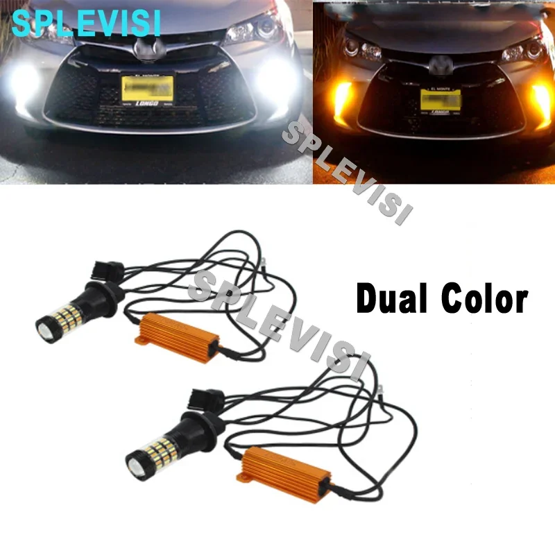 

2x White Yellow LED Switchback Turn Signal Light Bulbs For Toyota Camry 2015 2016 2017 2018 2019