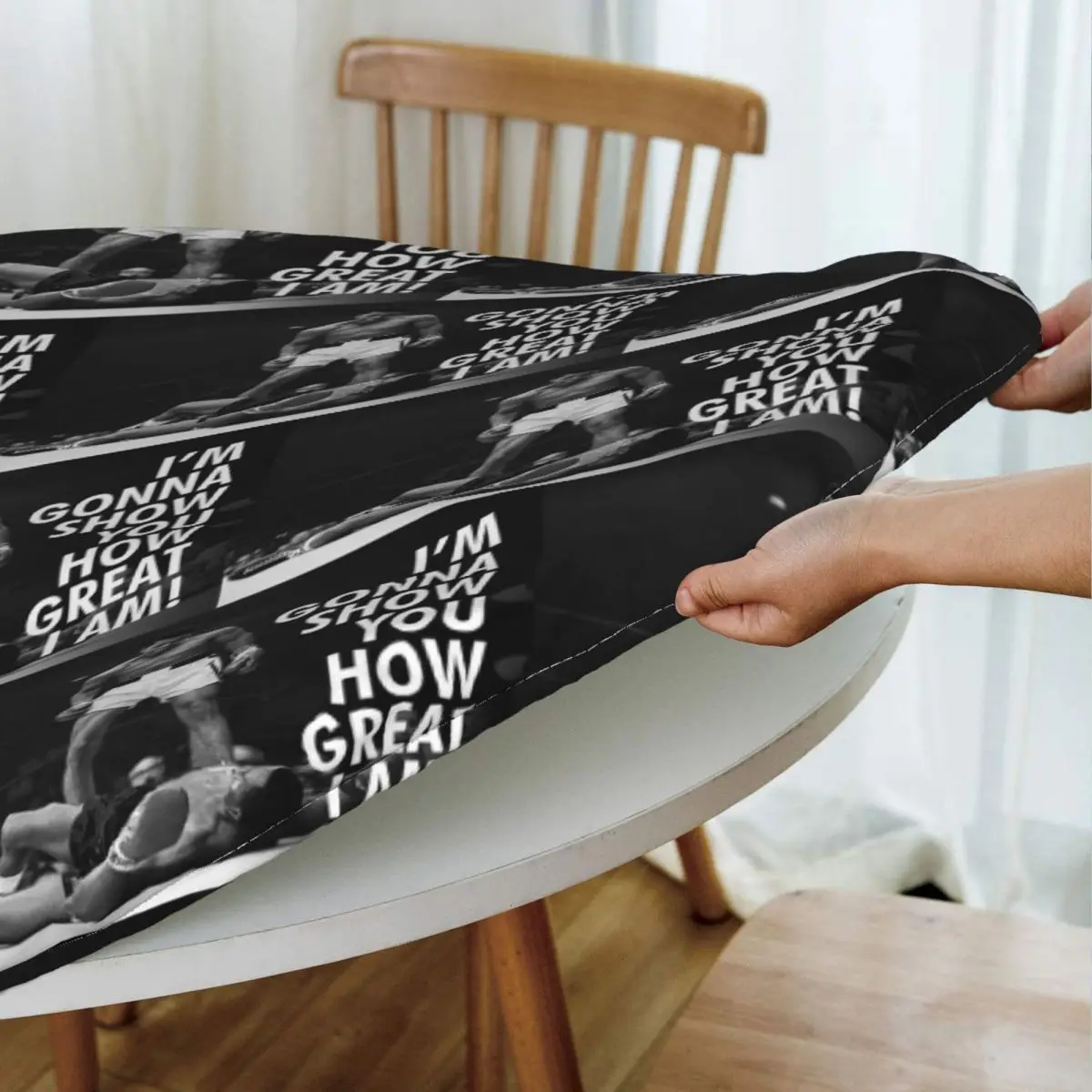 I'm Gonna Show You How Great I Am Waterproof Round Tablecloth Oilproof Table Cloth for Kitchen Events Dining Table Cover