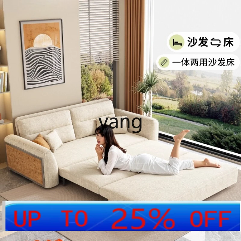 

lmm modern simple chenille sofa bed small apartment living room folding dual-purpose sofa bed