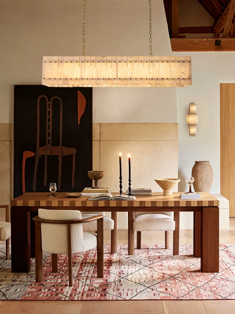 Illuminate Your Dining Room With Our American Natural Marble Chandelier Alabaster Pendant Light Brass Chrome Dimming Function
