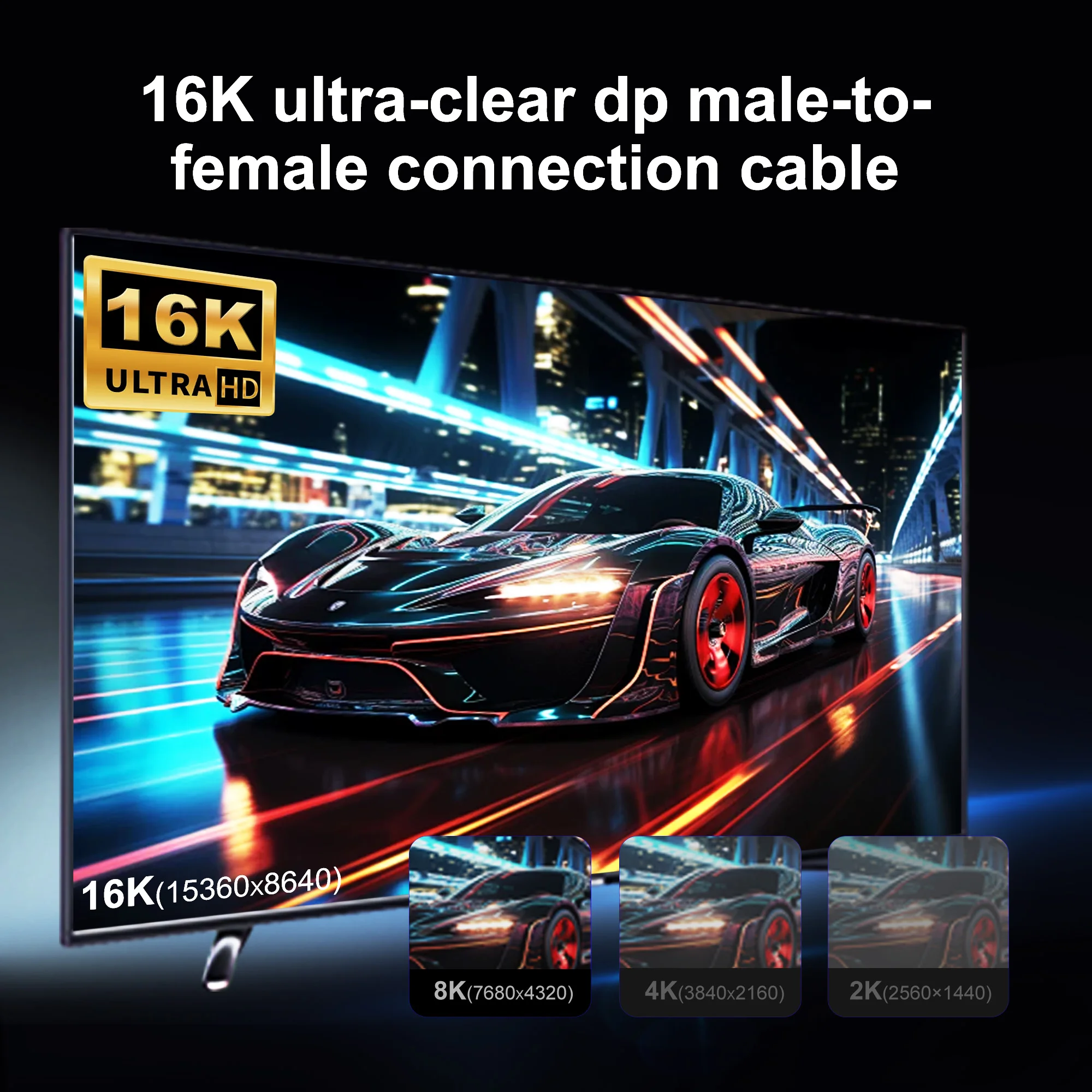 DisplayPort 2.1 Verlängerungskabel Stecker auf Buchse DP auf DisplayPort 16K@30Hz 8K@60Hz 4K@120Hz für PC TV Laptop Monitor Projektor – Detail 7