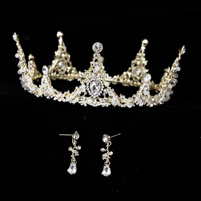 Krone für Mädchen Kristall Braut Crown Gold Silber Rosa Farbe Diadem Schleier Tiaras Hochzeit Haar Zubehör Kopfschmuck Kopf Schmuck