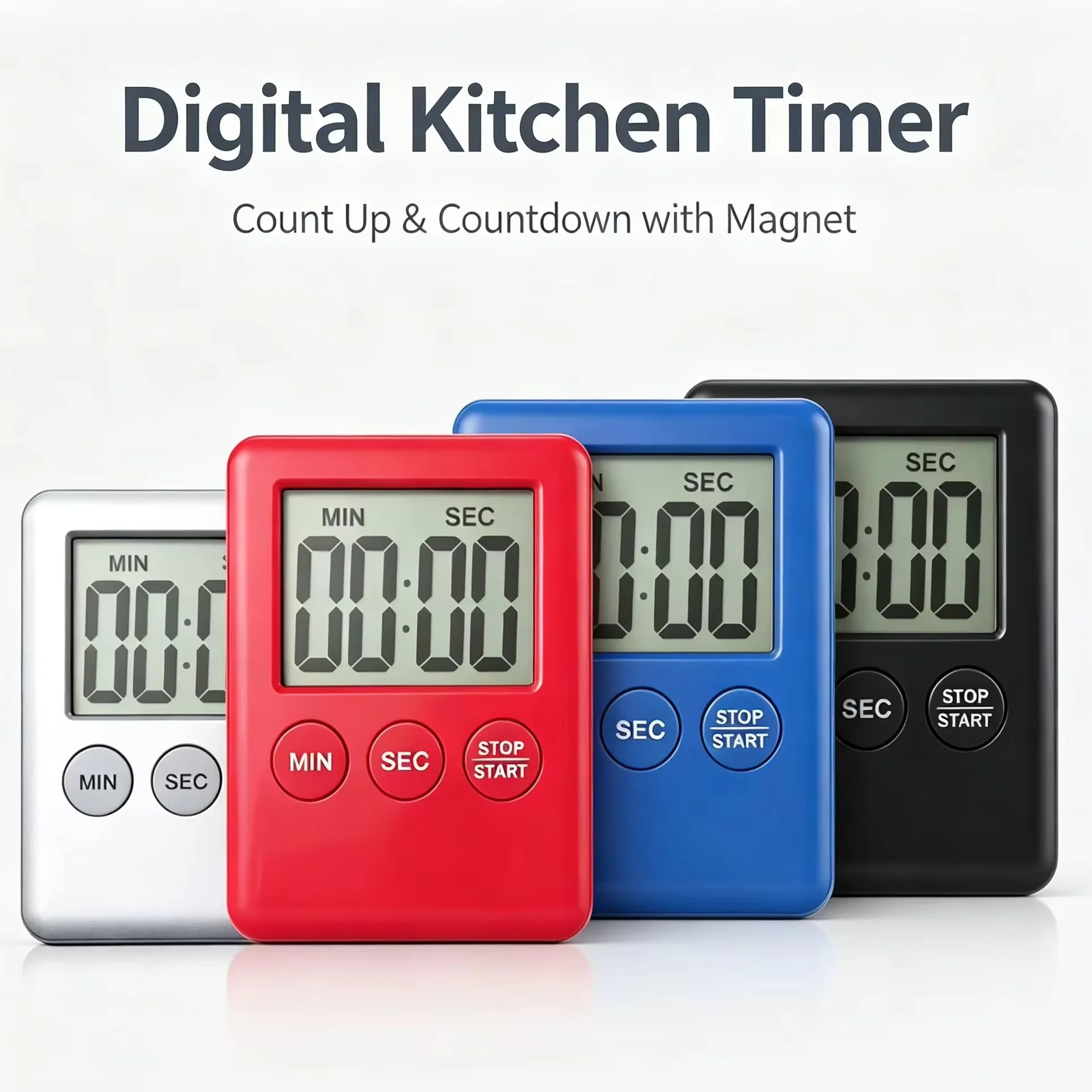 Magnet Kitchen Cooking Timers LCD Digital Screen Kitchen Timer Square Cooking Timer Count Up Countdown Alarm Magnet Clock