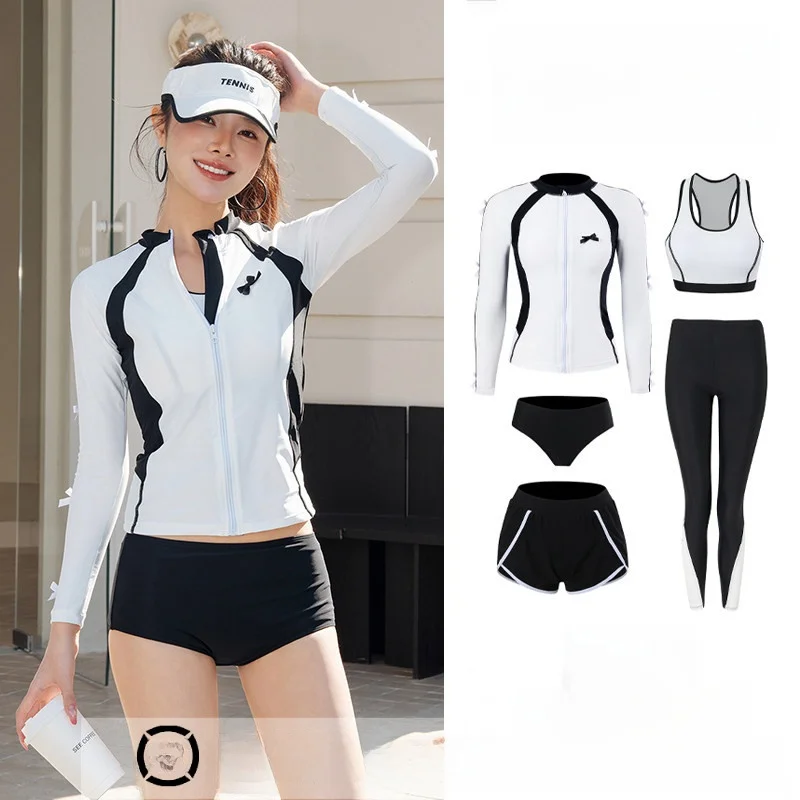 

Women's Two-Piece Wetsuit Long Sve Long Pants Profional Jellyfi Suit Surfing Diving Clothes Slimming Sun Protection