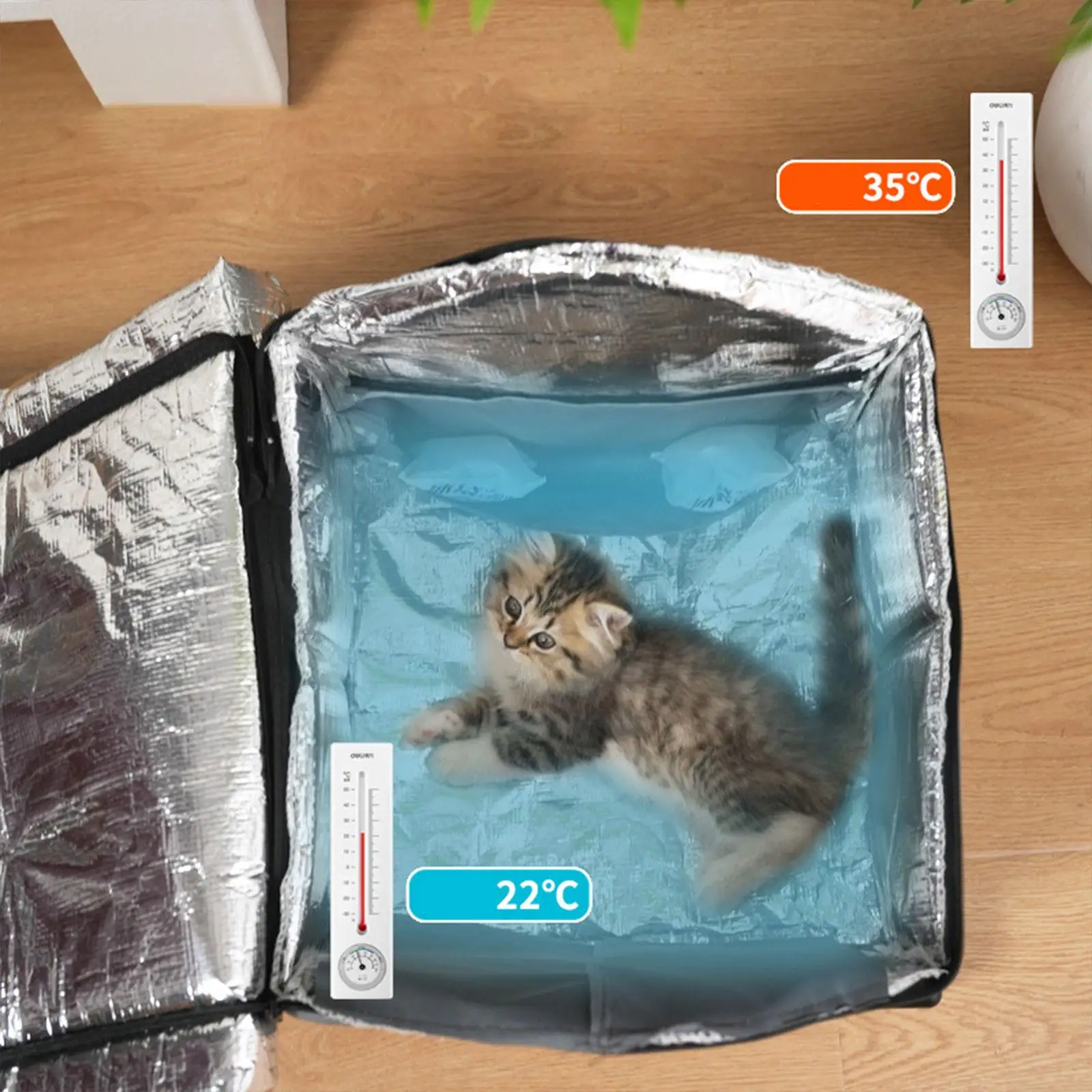Elevated Cat House Cooling Shelter Waterproof Oxford Cave Bed Kitten Nest Ice Pack Stray Cat Condo for Porch Patio Garden