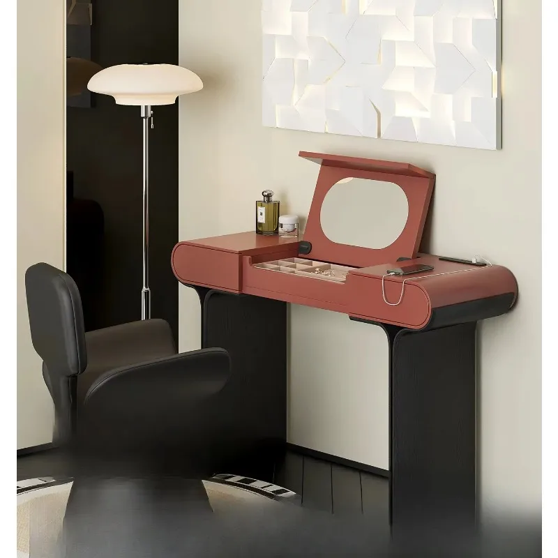 Italian Minimalist High-end Bedroom Wabi Sand Wind Light Luxury Small Apartment Flip Dresserx14