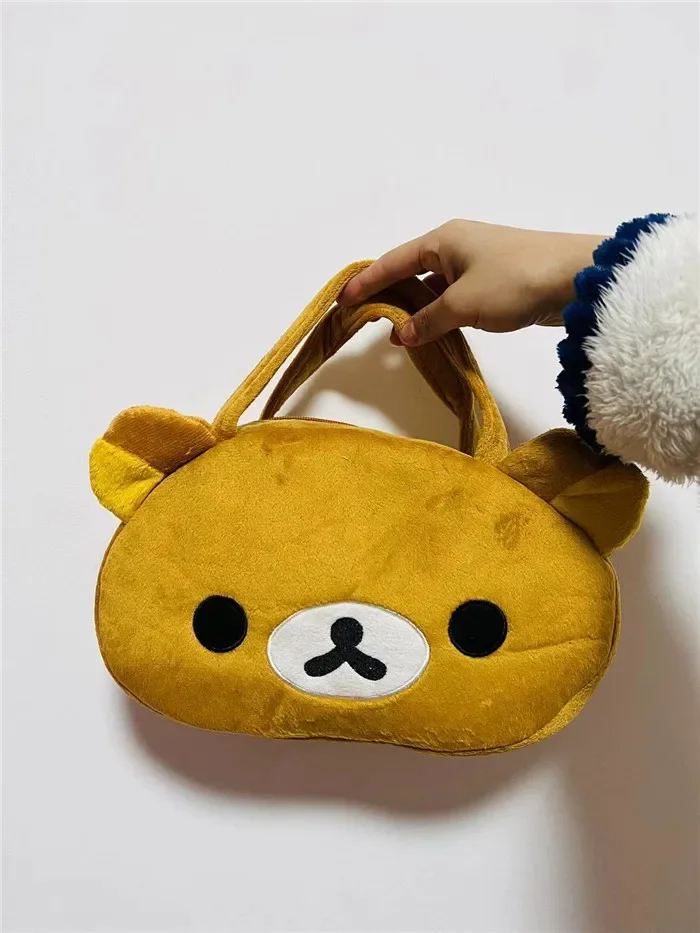 Cute Rilakkuma Plush Hand Bags Handbags for Women Girls Anime Kawaii Small Toto Bag Bear Head Top Handle Bag