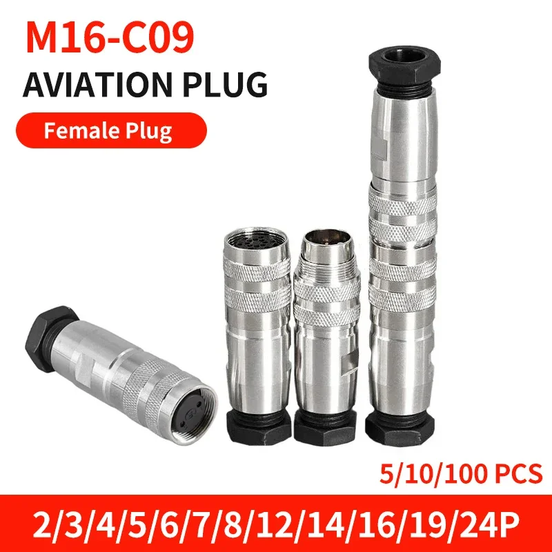 5/10/100 Sets M16 waterproof C09 J09 2/3/4/5/6/7/8/12/16/19/24 core aviation plug precision connector