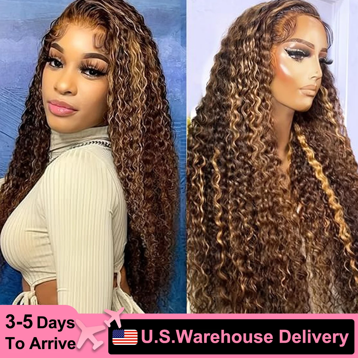 30Inch 13x6Hd Lace Frontal Wig Human Hair Honey Blonde Curly 180%Densit Lace Front Human Hair Wig Highligh Deep Wave Frontal Wig