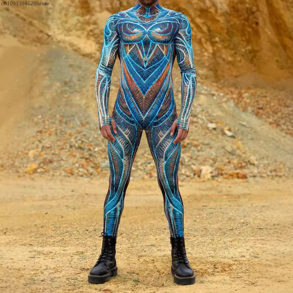Мужские колготки для косплея на Хэллоуин для взрослых, комбинезон с 3D принтом, боди с длинными рукавами, карнавальная вечеринка, сценическое шоу, комбинезон Perfermence