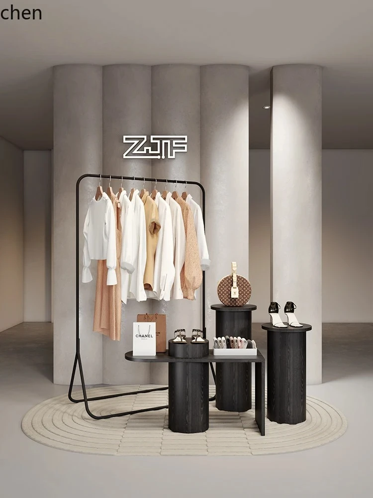 PYH High-End Center Water Flow Table Wood Grain Display Cabinet Product Display Stand Store Display Rack