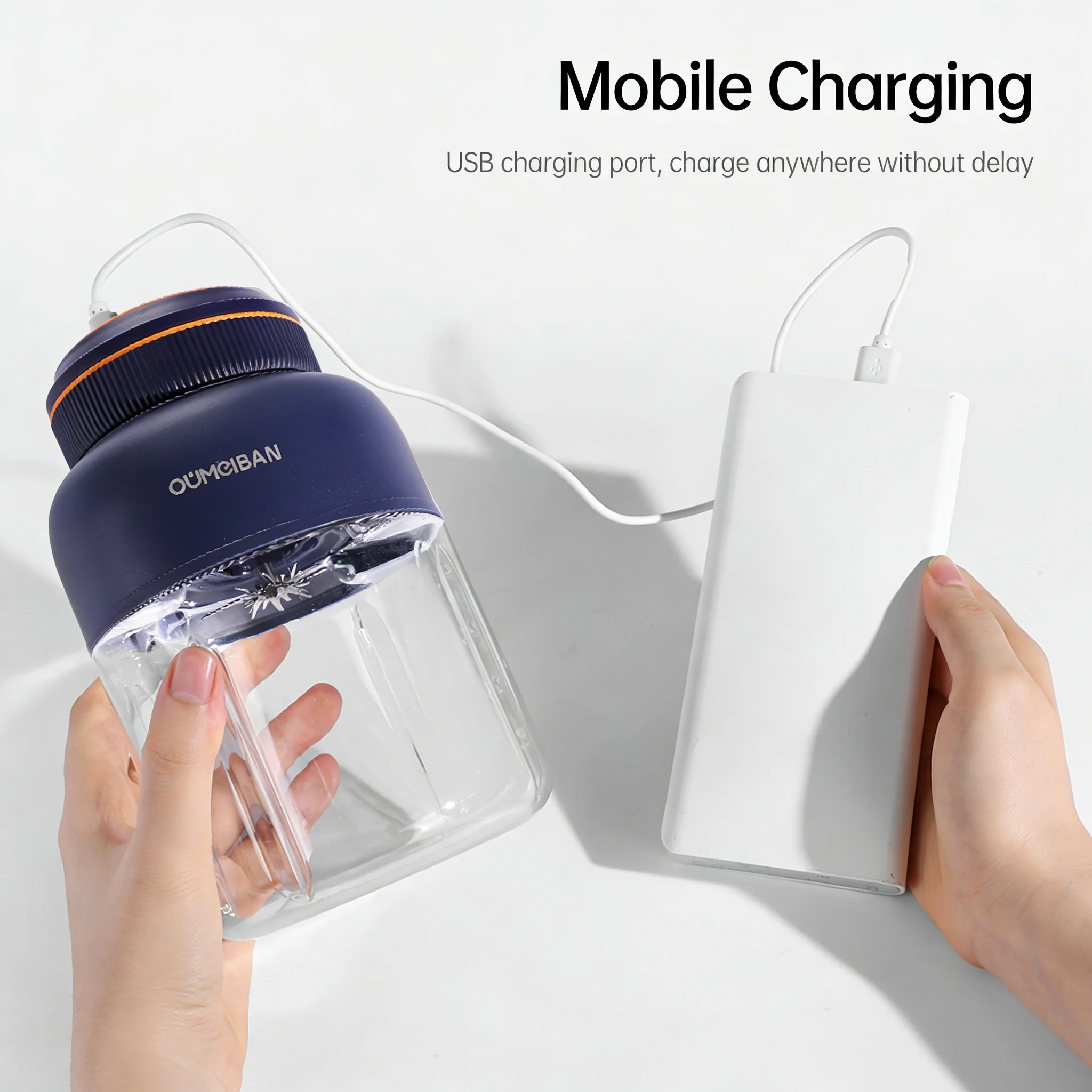 1300ML USB 충전식 휴대용 믹서기, 46개 블레이드 신선 과일 믹서, 가정용 다기능 아이스크러셔 스무디 블렌더 썸네일 3