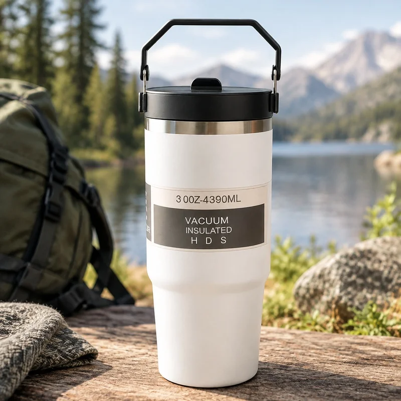 Double-Wall 30oz Stainless Steel Thermos Cup with BPA-Free Tritan Cap for Temperature Retention