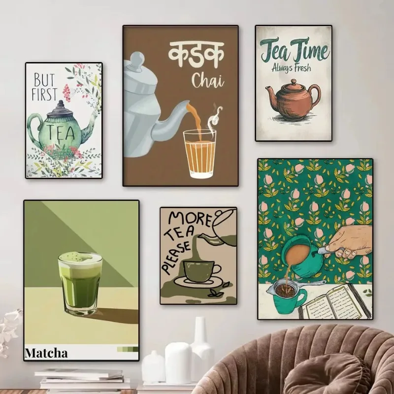 1 Pc Canvas Poster Drink Tea for Tea Lovers Kitchen Tea Wall Art Decor Modern Art Room Decor Wall Art Decor