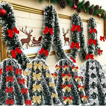2/4/6/10M Christmas Tinsel Ribbons with Bow Green Cane Ribbon Garland Xmas Tree Hanging…