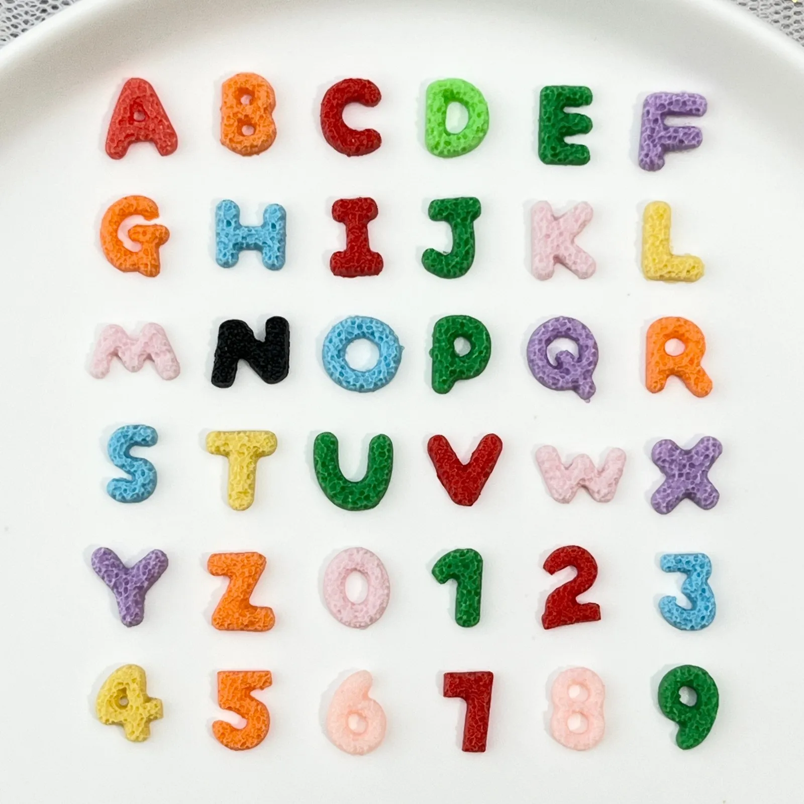 50PCS  Cute And Fun Colorful Resin Cartoon With 26 Letters Nail Art Numerals Mixed Set For Scrapbook Charm DIY Jewelry Decor view 2