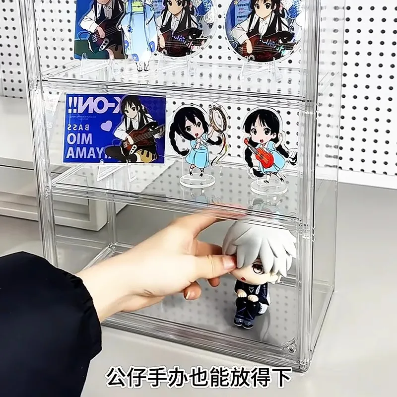 デスクトップ収納ボックス 化粧品仕上げボックス 小型痛みキャビネット 透明プラスチック 防塵キビ フィギュアアクリル 大