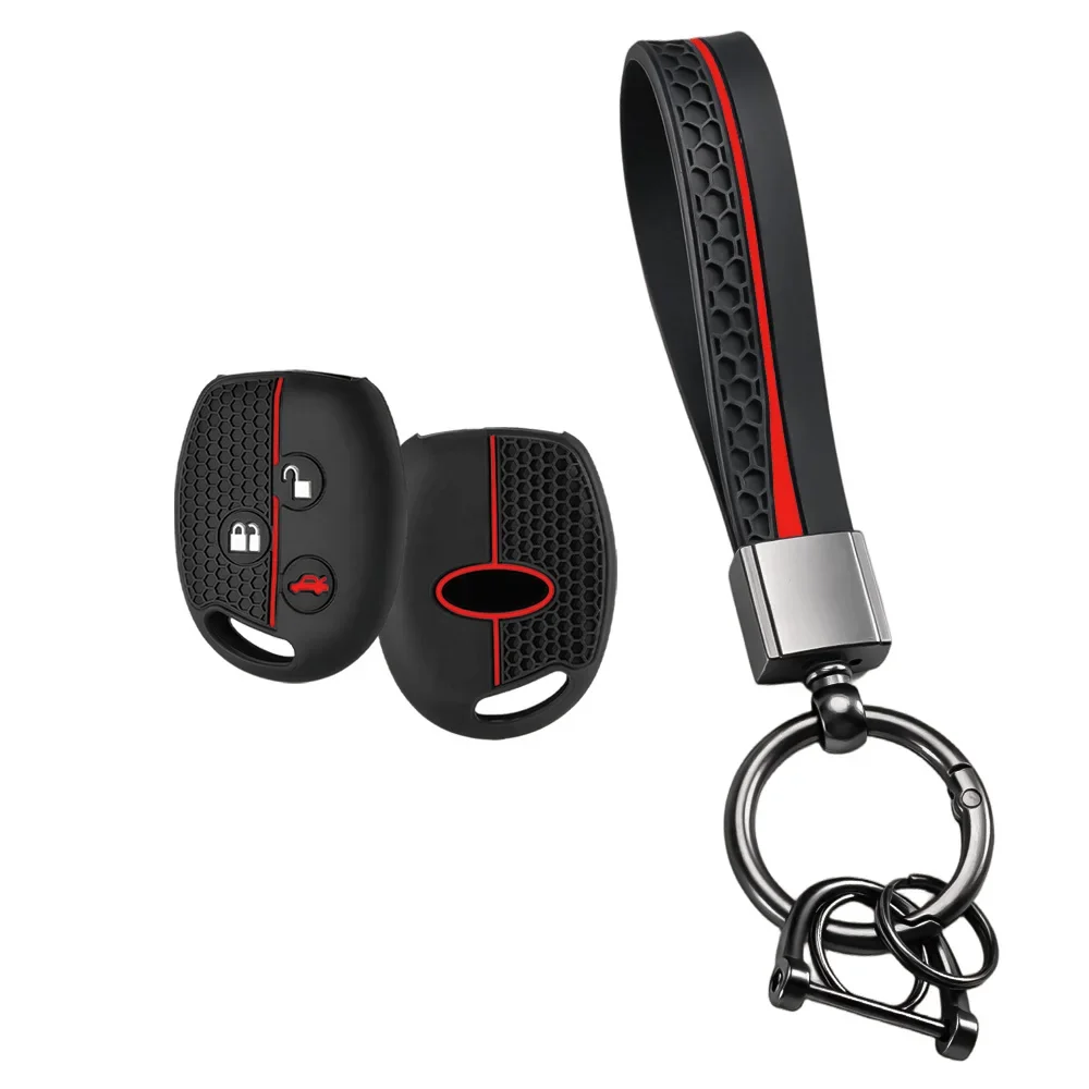 Sport Red Edge Silicone Wrap With Keychain For Ford Focus Mk2 Transit Fiesta Mk6 S-MAX Anti-drop Wearproof Remote Key Cover