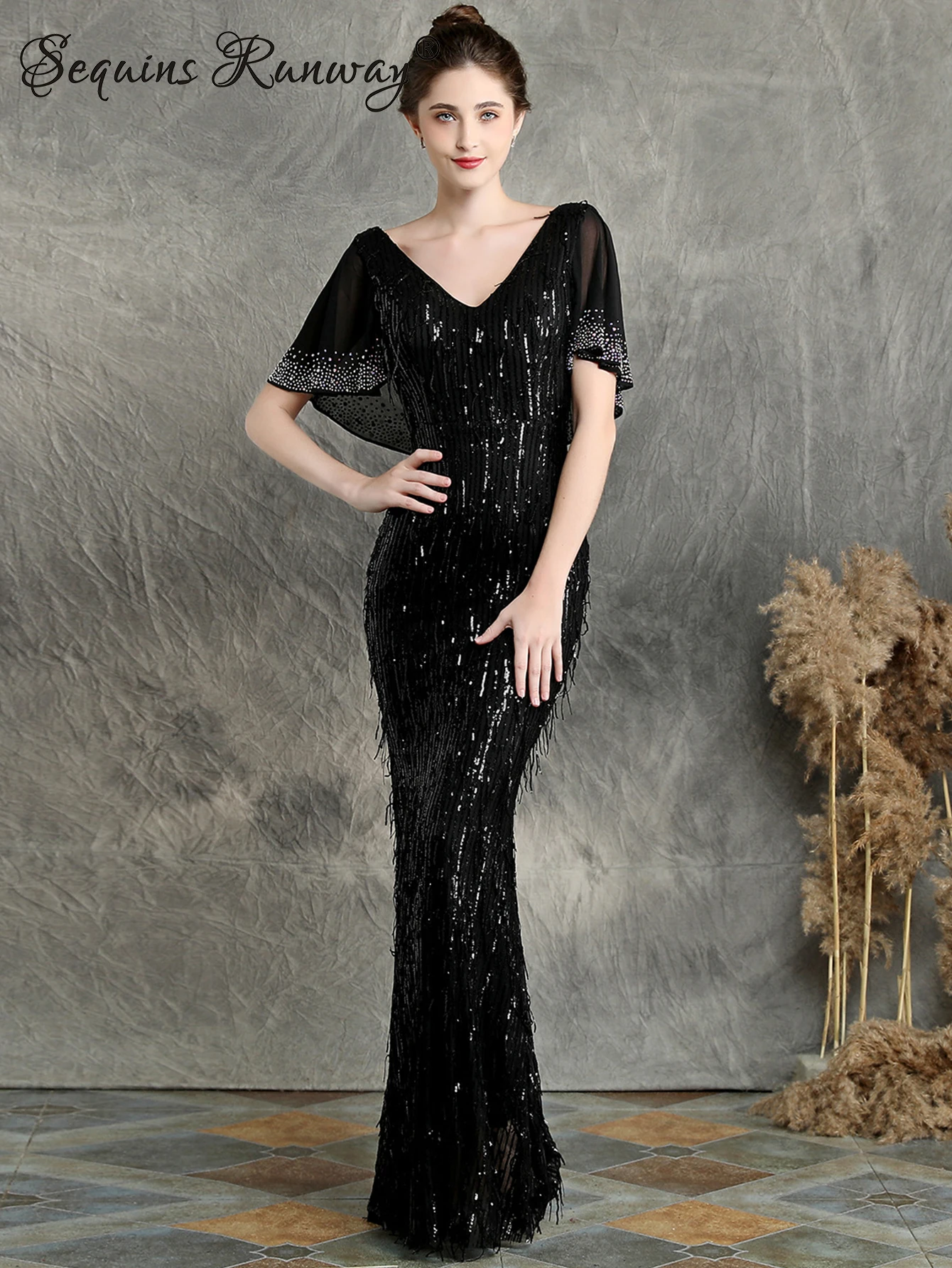 Sexy backless black sequin maxi summer dress women 2024 elegant birthday party evening dresses luxury prom long dresses vestidos