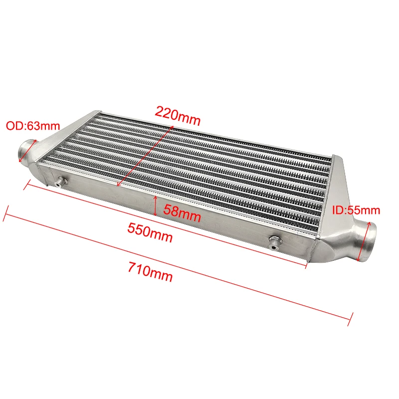 Universal Aluminum FMIC Front-mounted Intercooler 2.5 Inches, Plate and Tube