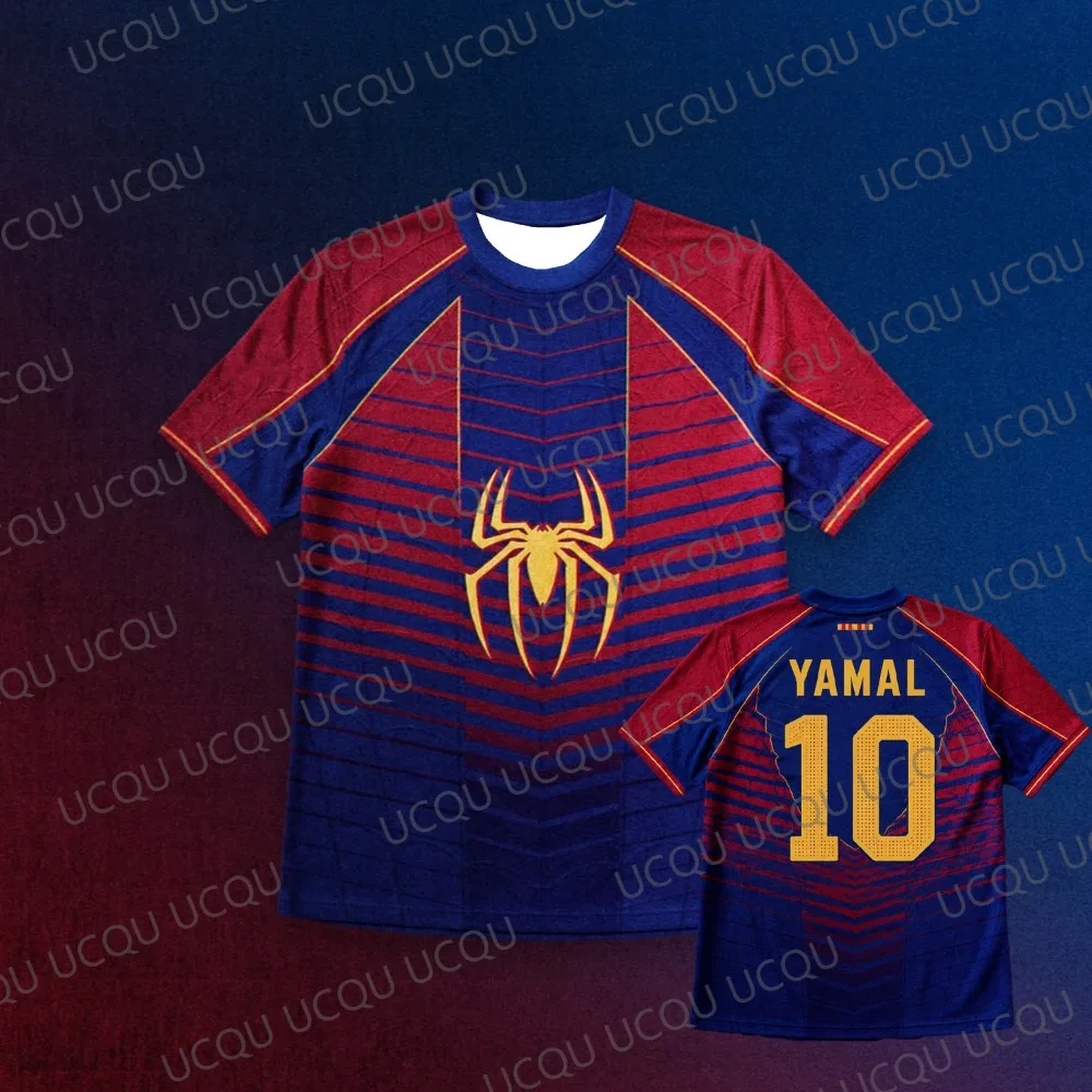 Spider Man KIds 10 Inspired Soccer Jersey Men Spider Web Graphic Short Sleeve Sports Shirt Streetwear Casual Athletic Top