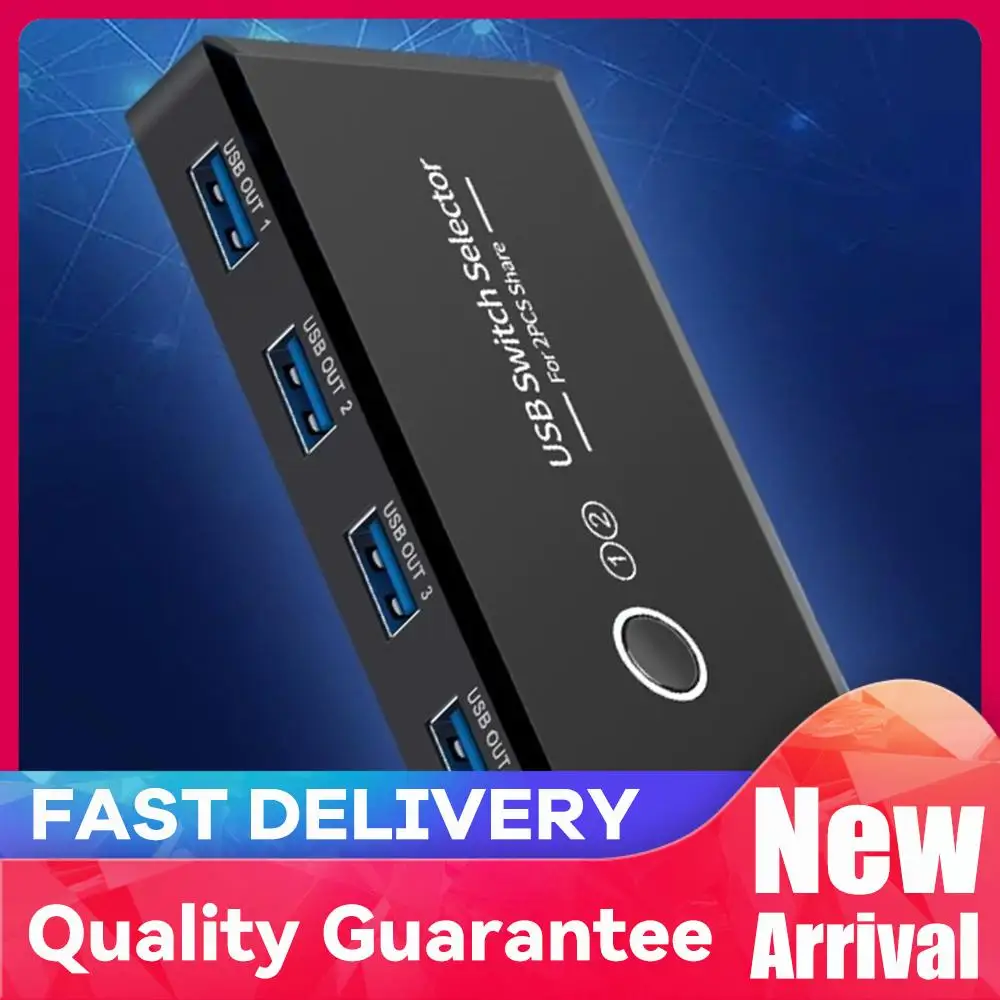 2 Computers Share 4 USB Ports One Button Switch Adapter USB Shared Switcher for PC Laptop Keyboard Mouse Printer Scanner