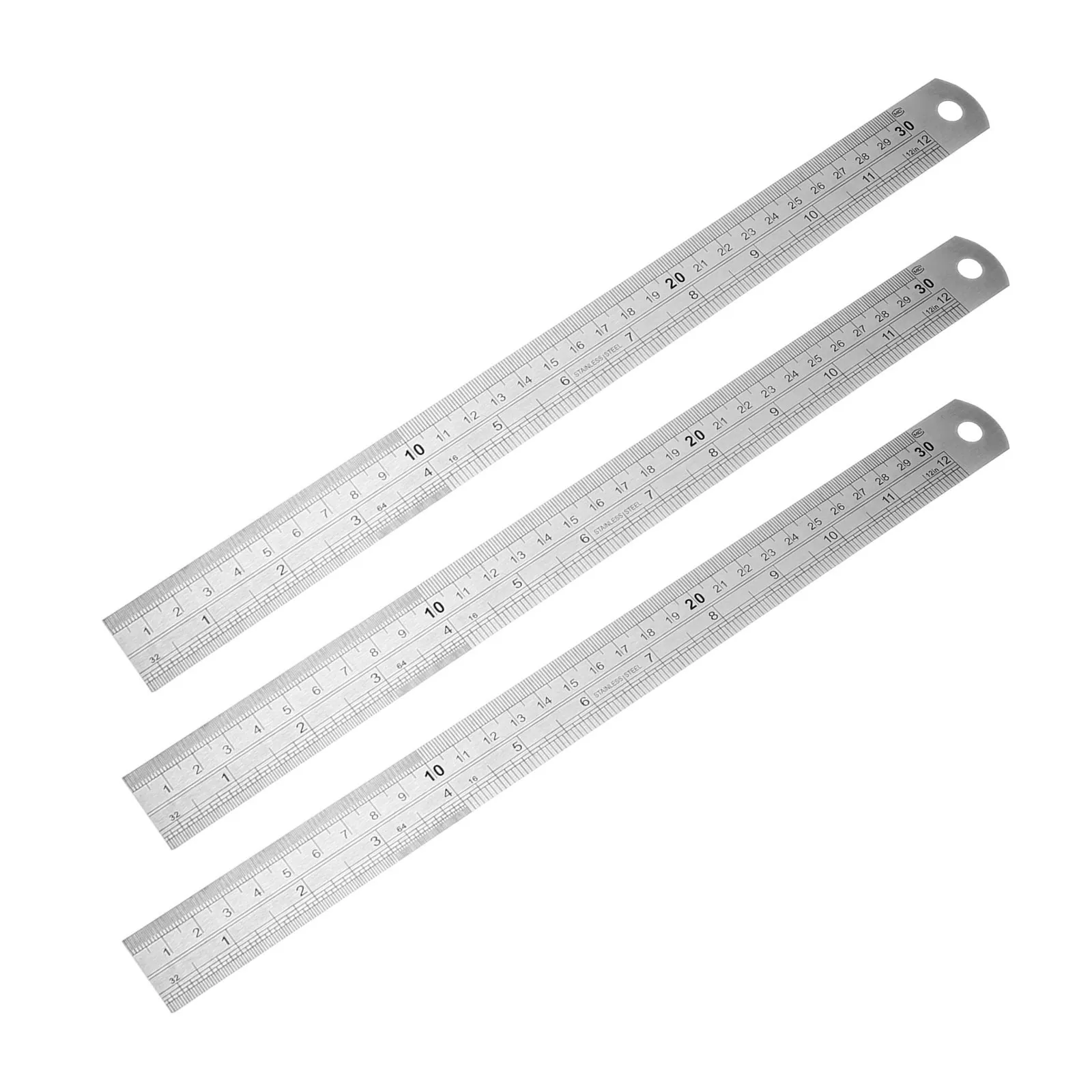 3Pcs Stainless Steel Measuring Rulers Double Sided Straight Rulers Accurate Lightweight for Drawing Engineering