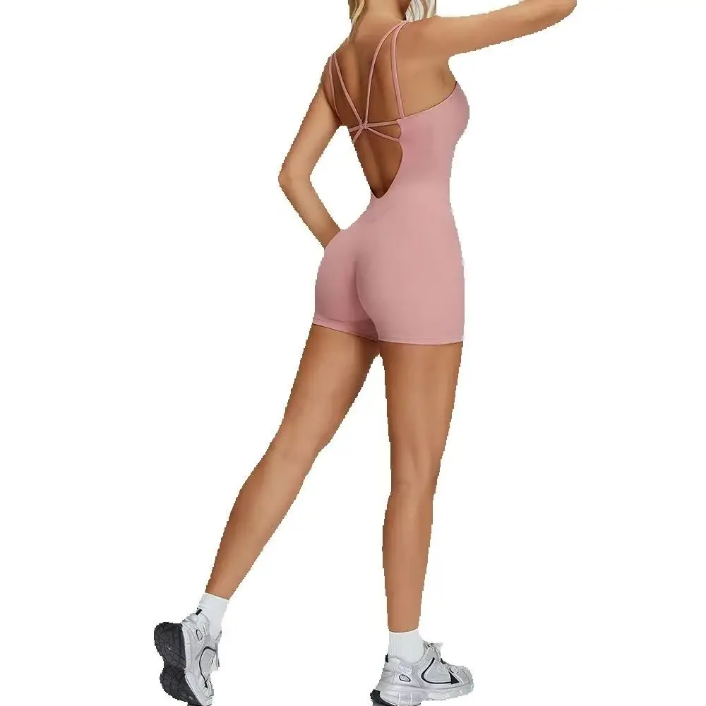 Women Sports Jumpsuit Women Gym One-Piece Suit Fitness Yoga Fitness Boilersuit Workout Bodysuits V Back Jumpsuit Female