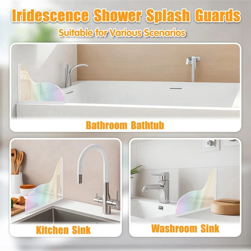 

-PQWN Shower Water Splash Guard Corner Water Guard 2 Pcs Splash Guard For Bathtub Splash Guard For Tub Will Colorful Shine