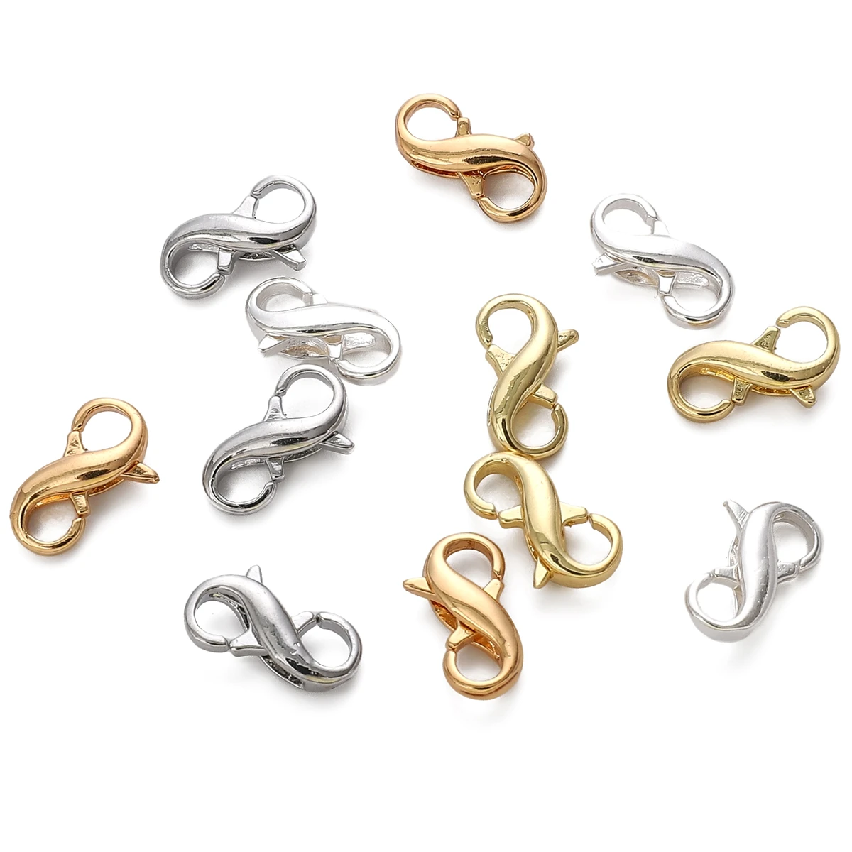 1pcs 14K/18K/Platinum/Silver Plated Superior Quality 8-shaped Clasps Brass Lobster Buckle Clasp for Jewelry Making DIY Supplies