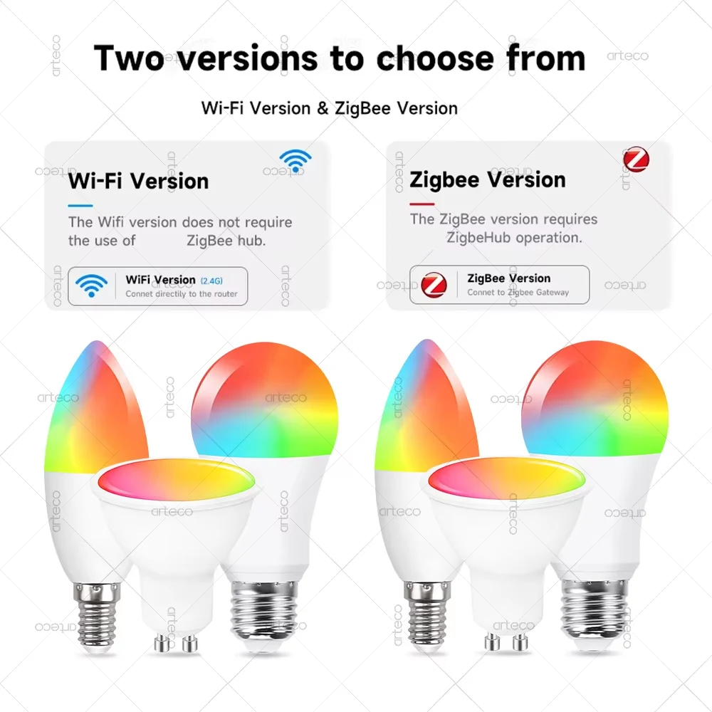 Smart WiFi Zigbee Led Light Bulb GU10 E27 E14 Dimmable RGBCW Led Lamps For Ewelink App Alexa Amazon Google Yandex Smartthings