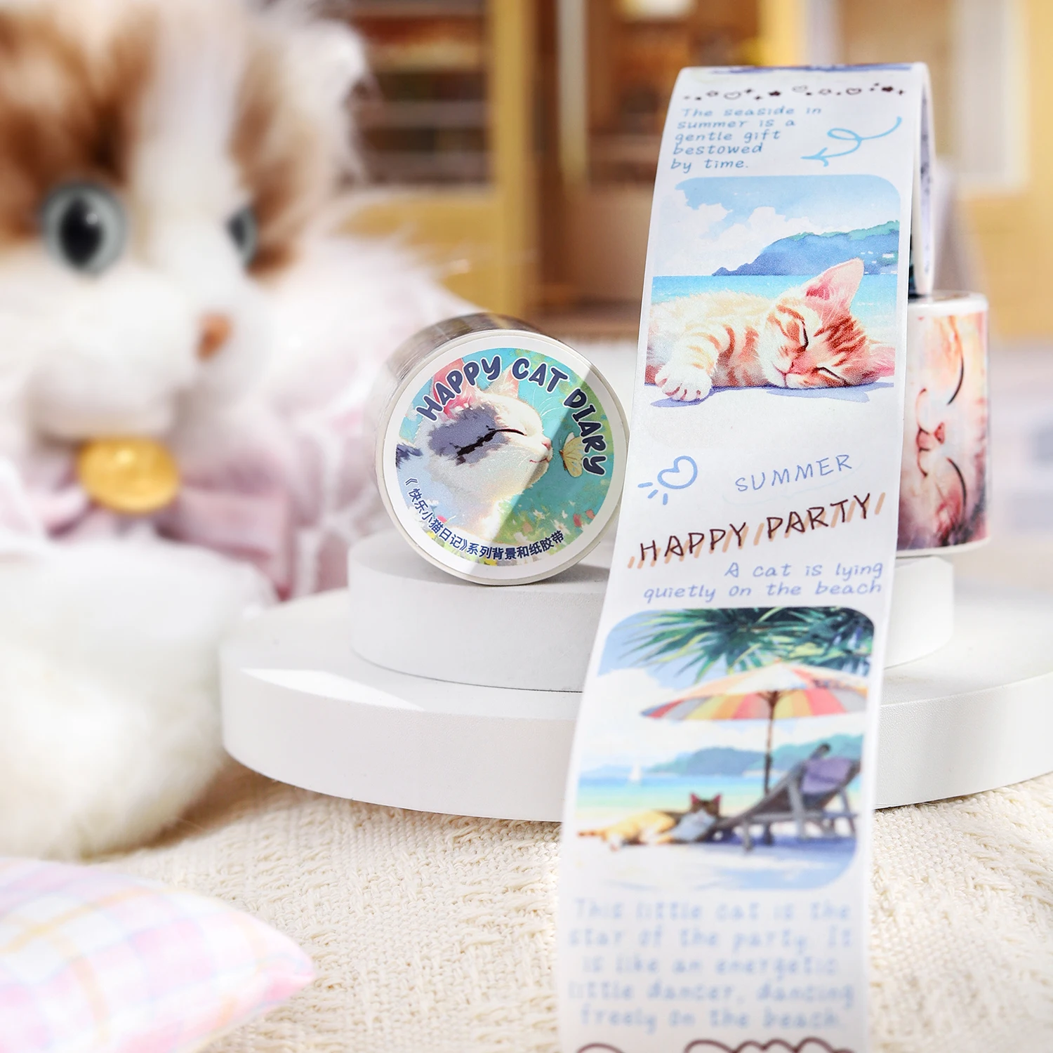 40 مللي متر * 200 سنتيمتر سعيد القط مذكرات سلسلة Kawaii القطط المشهد اشي الشريط الإبداعية DIY بها بنفسك مجلة المواد كلية القرطاسية