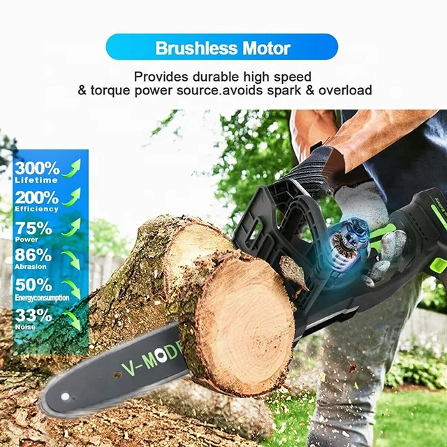 10 inch Lithium Battery Power Electric Chain Saw Brushless Motor Handy Cordless Chainsaw For Orchard Wood Cutting