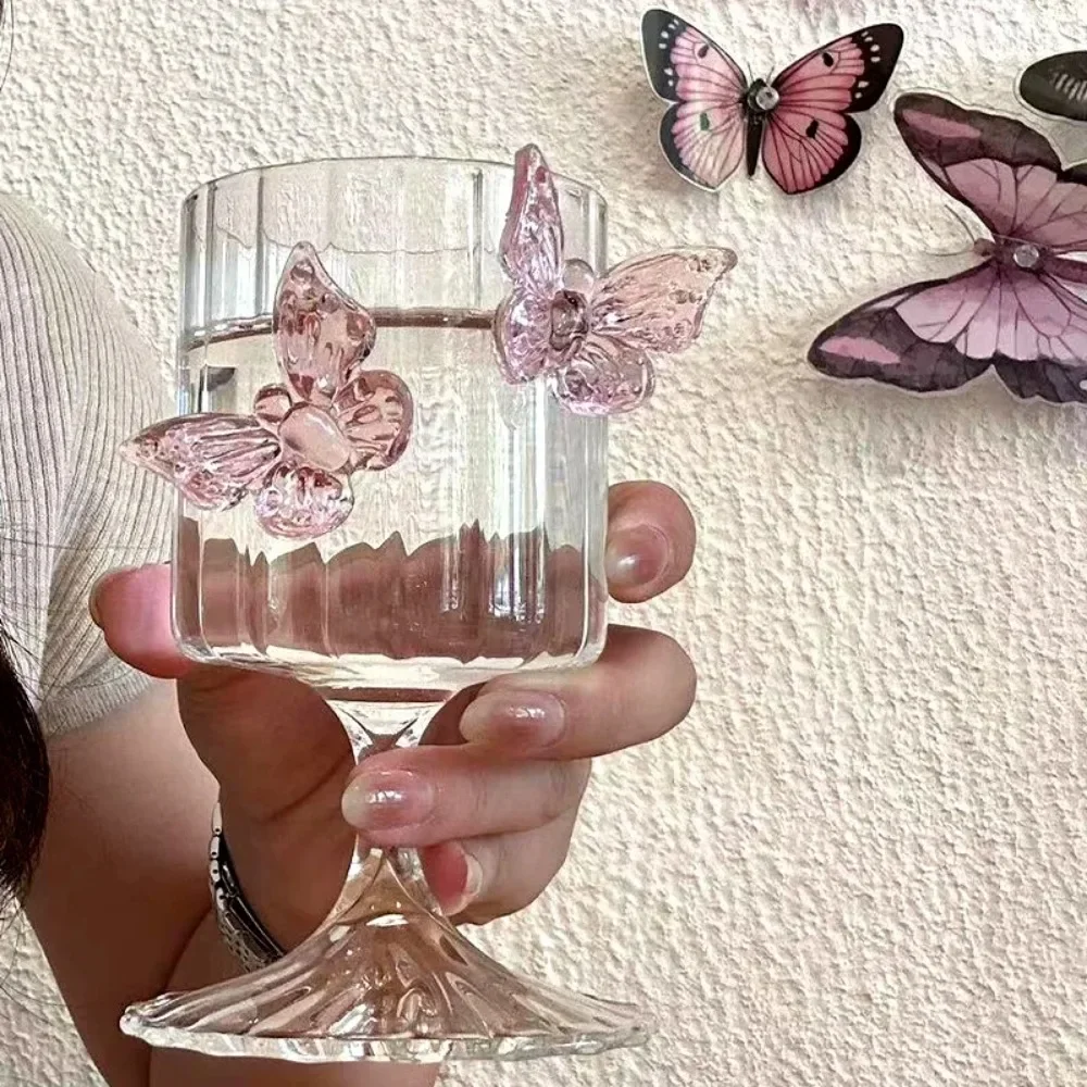 Original High Legged Glass Cup Instagram Butterfly Wine Glassware Champagne Glasses Cocktail Aesthetic Cups Christmas Gifts