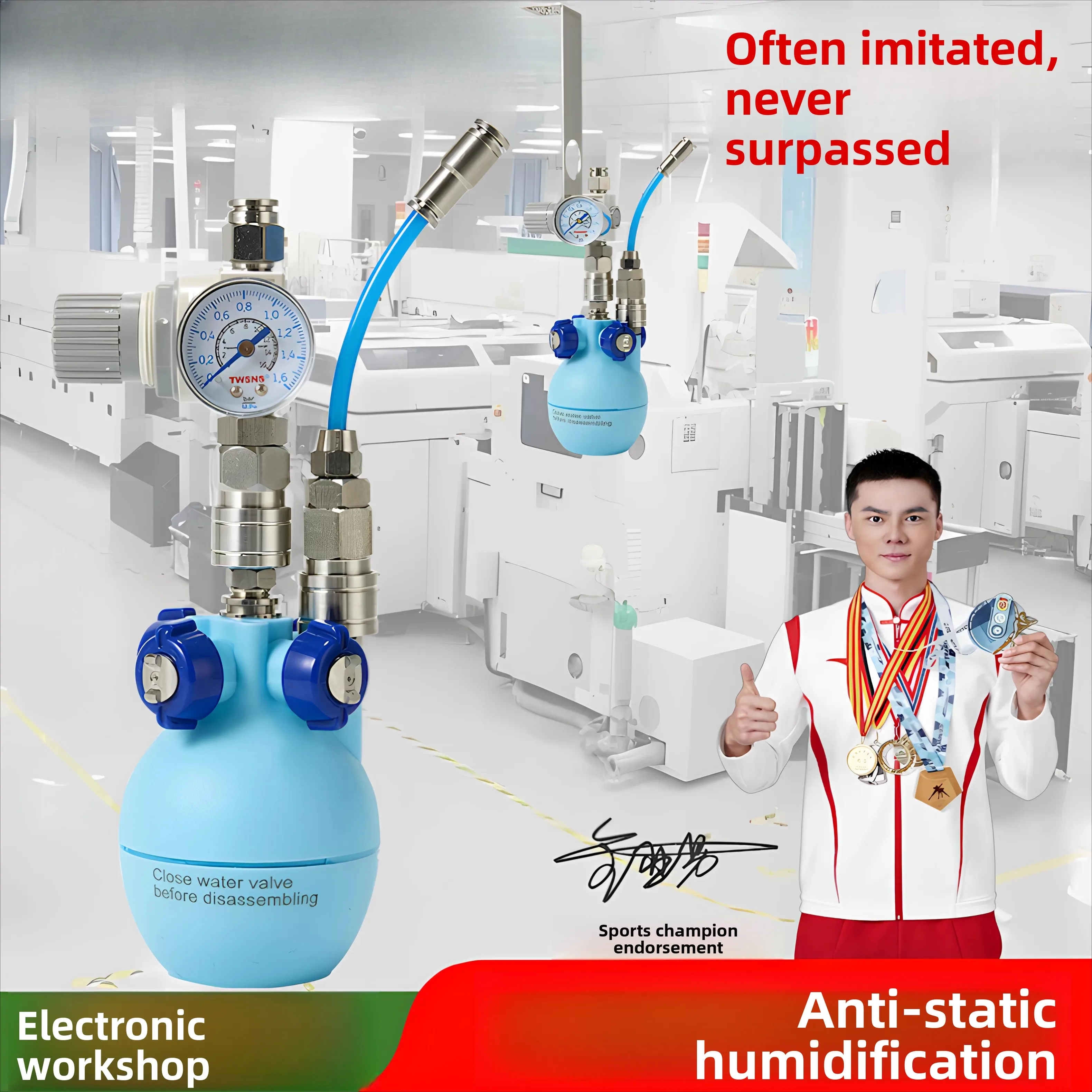 Two-fluid Dry Fog Commercial Humidifier, Anti-static Large Output Humidifier for Textile Printing Factory Dust Control