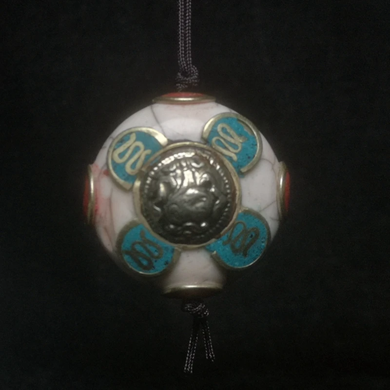 YIZHU CULTUER ART Size 2.8 × 1.8 cm Collection Old Chinese Tibet Silver Inlay Turquoise Coral Conch Necklace Pendant