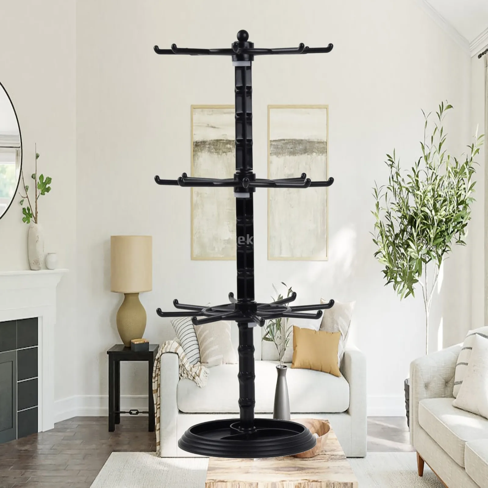 Rotating Display Hanger Freestanding Keychain Display Stand Jewelry Organizer with Rotating Arms Compact Earring Stand