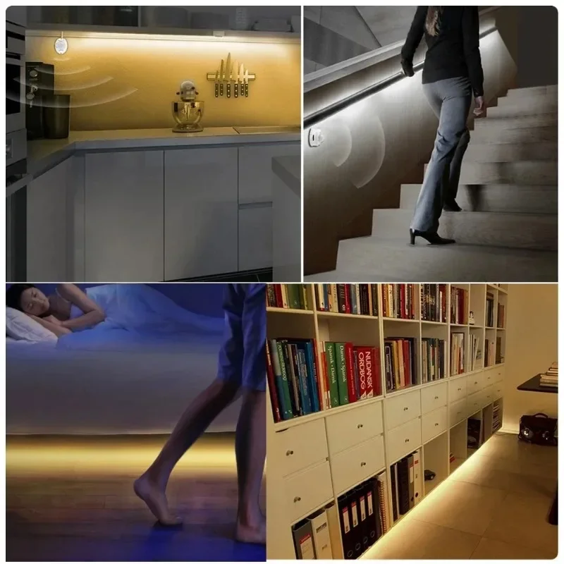 COB 5V USB LED Strip Wireless PIR Human Motion Sensor LED Night Light Tape Decor Ribbon For TV Kitchen Cabinet Stair Wardrobe