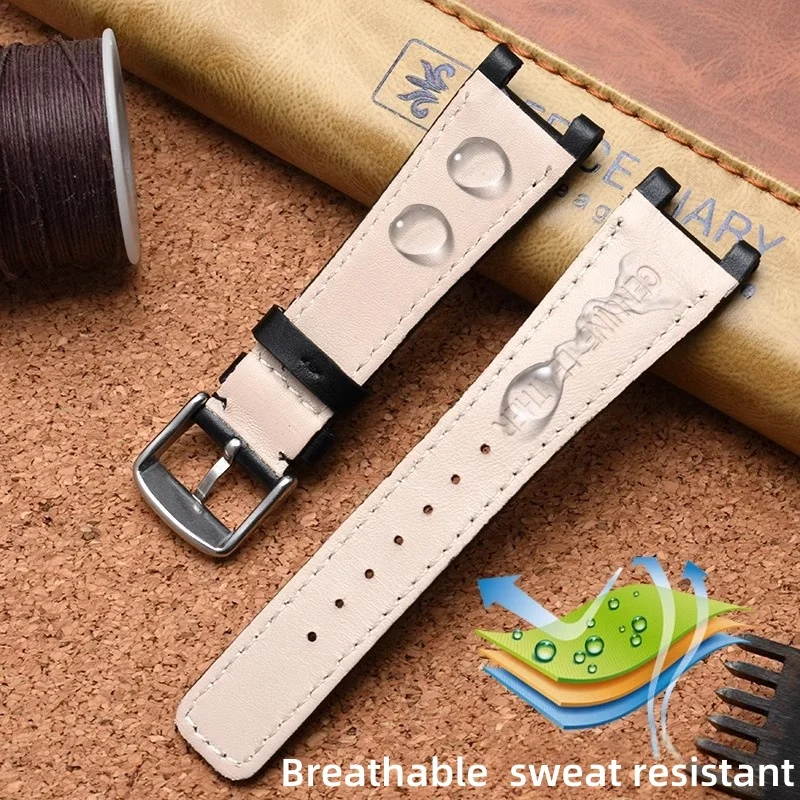 حزام من الجلد الطبيعي لـ GUCCI YA1332 YA1333 YA1335 سلسلة حزام (استيك) ساعة 20x12 مللي متر سوار ساعة محزز للرجال والنساء