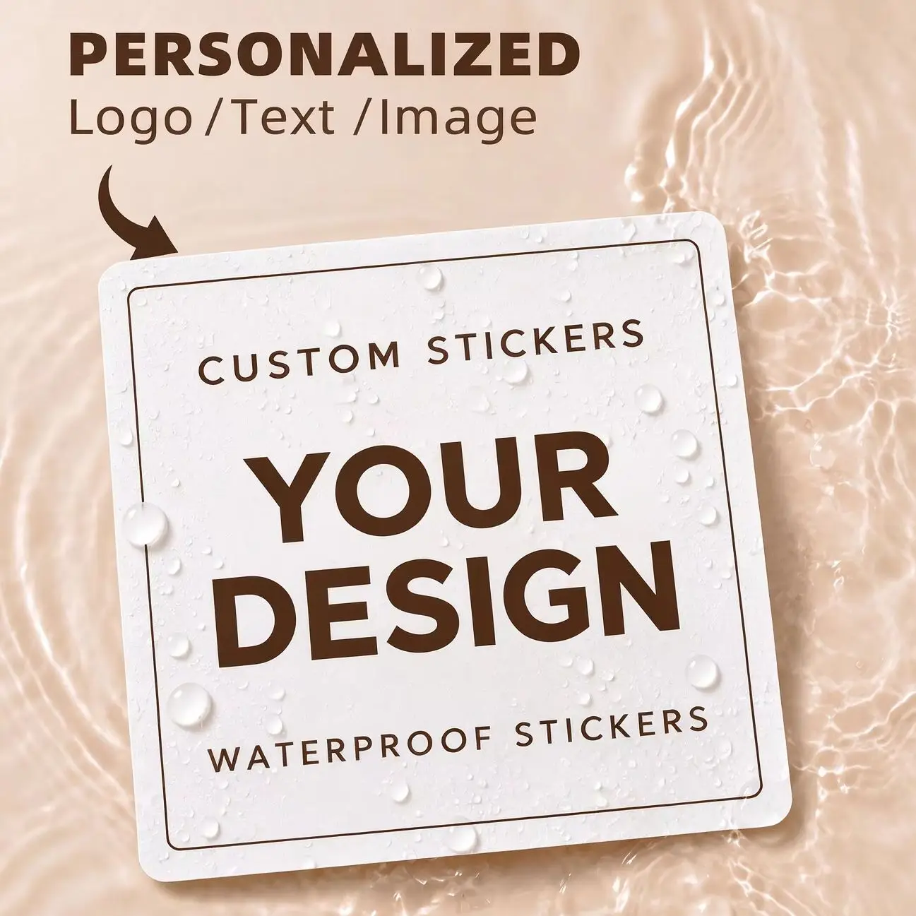 1-768Pcs Square Custom Stickers,Personalized Text&Image Waterproof Labels for Friends,Card Embellishments&Package Sealing Accent