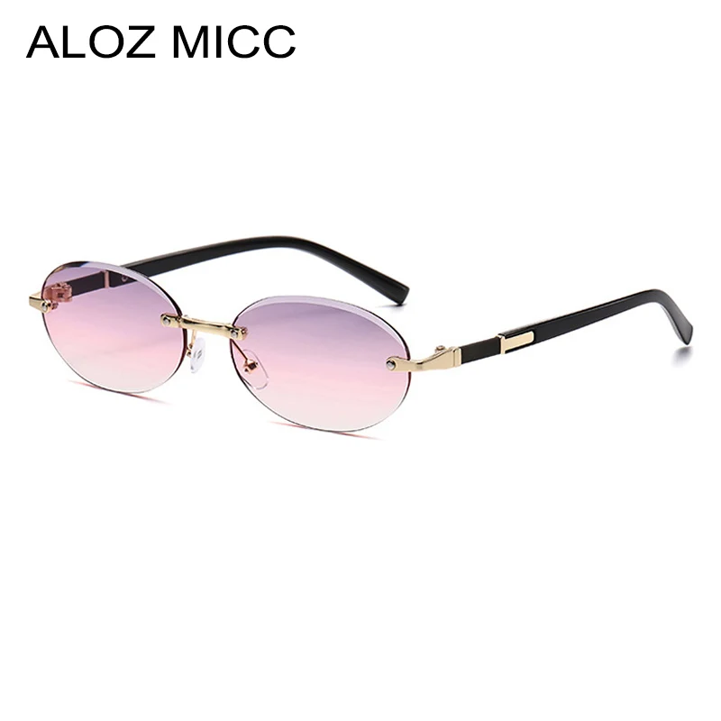 

ALOZ MICC популярные модные овальные женские солнцезащитные очки винтажные без оправы прозрачные океанские градиентные оттенки UV400 мужские солнцезащитные очки в стиле панк
