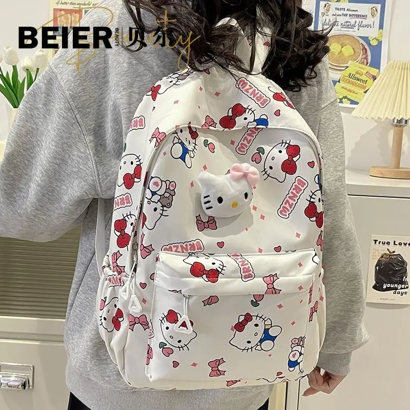 

Kawaii Hellokitty Backpack Female Kuromi Melody Anime Graffiti Student School Backpack Nylon Large Capacity Shoulder Bag Mochila