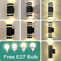LED Outdoor Wall Light IP65 Waterproof E27 Replaceable Bulb 3 Color Wall Lamp Indoor For Garden Gate Balcony Living Room Bedroom
